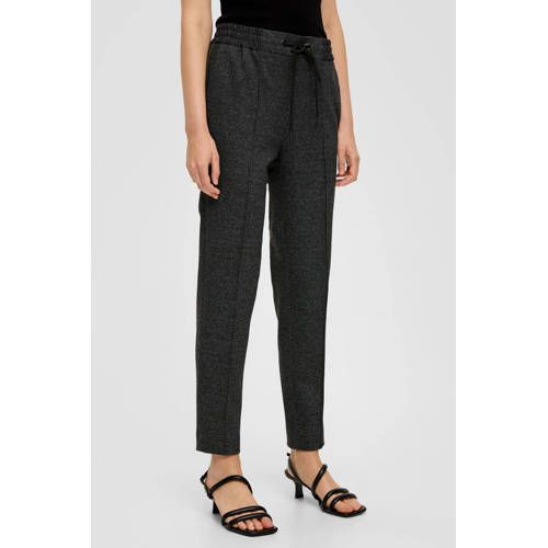 s.Oliver BLACK LABEL Cropped High Waist Slim Fit Broek - Antraciet