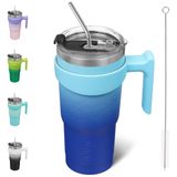 BJPKPK Tumbler Met Handvat 600 ml Roestvrij Staal Geïsoleerde Tumbler Mokken Met Deksel En Stro Voor Vrouwen En Mannen, Sky