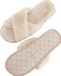 Hunkemöller Dames Pantoffels Crossed Fake Fur Beige Maat 40/41
