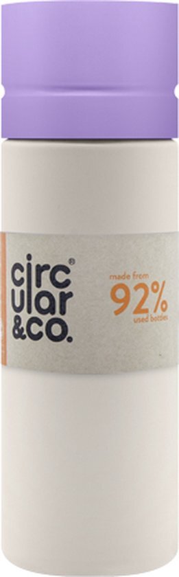 Circular&amp;Co. herbruikbare to go waterfles 21oz/600ml cr&#232;me/paars