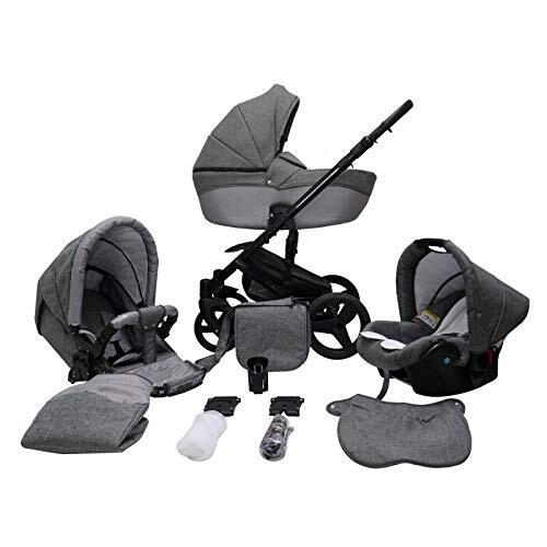 Lux4Kids Kinderwagen Kinderwagen Kinderwagen Isofix Autostoel DIN EN 1888 Genua door Zilver 08 3in1 met Babyzitje