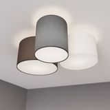 Lindby - Plafondlamp Laurenz - 3-lamps - Stof, metaal - H: 25.5 cm - E27 - grijs, wit, bruin