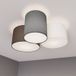 Lindby - Plafondlamp Laurenz - 3-lamps - Stof, metaal - H: 25.5 cm - E27 - grijs, wit, bruin
