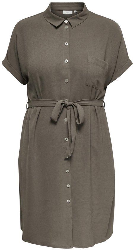 ONLY CARMAKOMA Dames Jurk CARMETTA S/S V-NECK SH DRESS WVN NOOS