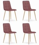 LEOBERT Kara Set van 4 Eetkamerstoelen Donkerroze Velvet
