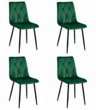 LEOBERT Set van 4 Eetkamerstoelen LIBRA Groen – Zwarte Metalen Poten, Modern Velvet Bekleding, Ergonomisch Design, Max. 120 kg
