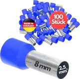 Kalitec 100 stuks AE2508BLSB adereindhulzen geïsoleerd 2,5 mm² 8 mm lang blauw
