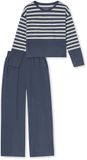 SCHIESSER Pyjama lang Dames blauw-grijs Gestreept