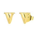 Lucardi Dames Plated oorbellen letter - Oorbellen - Cadeau - Staal - Goudkleurig