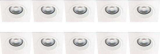 BES LED Pragmi Rodos Pro - GU10 Inbouwspot - Vierkant - Wit - Aluminium - 10 stuks - 93mm