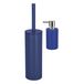 Spirella Set d'accessoires de salle de bain - Brosse de toilette/distributeur de savon - métal/porcelaine - bleu foncé - Aspect luxueux
