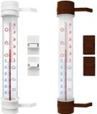 Bioterm Browin - Buisvormige Buitenthermometer - Groot - Zelfklevend - Wit;Bruin