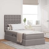 vidaXL LED opbergbed met matras Taupe 90 x 200 cm Stof