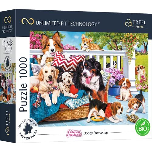 Trefl Prime - Uft Puzzel Cuteness Overload: Doggy Friendship -1000 Elementen, Dikste Karton, Bio, Honden, Puppy'S, Dieren, Schattig Beeld, Vermaak Voor Volwassenen En Kinderen Vanaf 12 Jaar