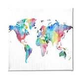 Homemania Wereldkaart voor woonkamer, slaapkamer, meerkleurig, 60 x 3 x 60 cm, HM20KNV60 x 60 – 294, polyester, hout