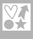 Rayher 50094000 Stanssjablonenset, voor het ontwerpen van kaarten en scrapbooking, fotoframe, stansvormen, 5 stuks, 2 cm - 7 x 8,5 cm