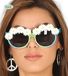 FIESTAS GUIRCA Groene hippiebril voor volwassenen, met daisies