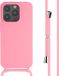 iMoshion Hoesje iPhone 15 Pro - Siliconen hoesje met koord - Roze