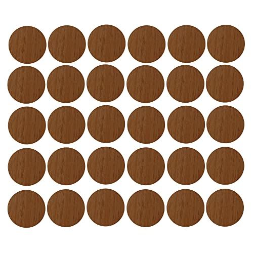 30x Self-Adhesive Screw Hole Covers - 20mm - Brown