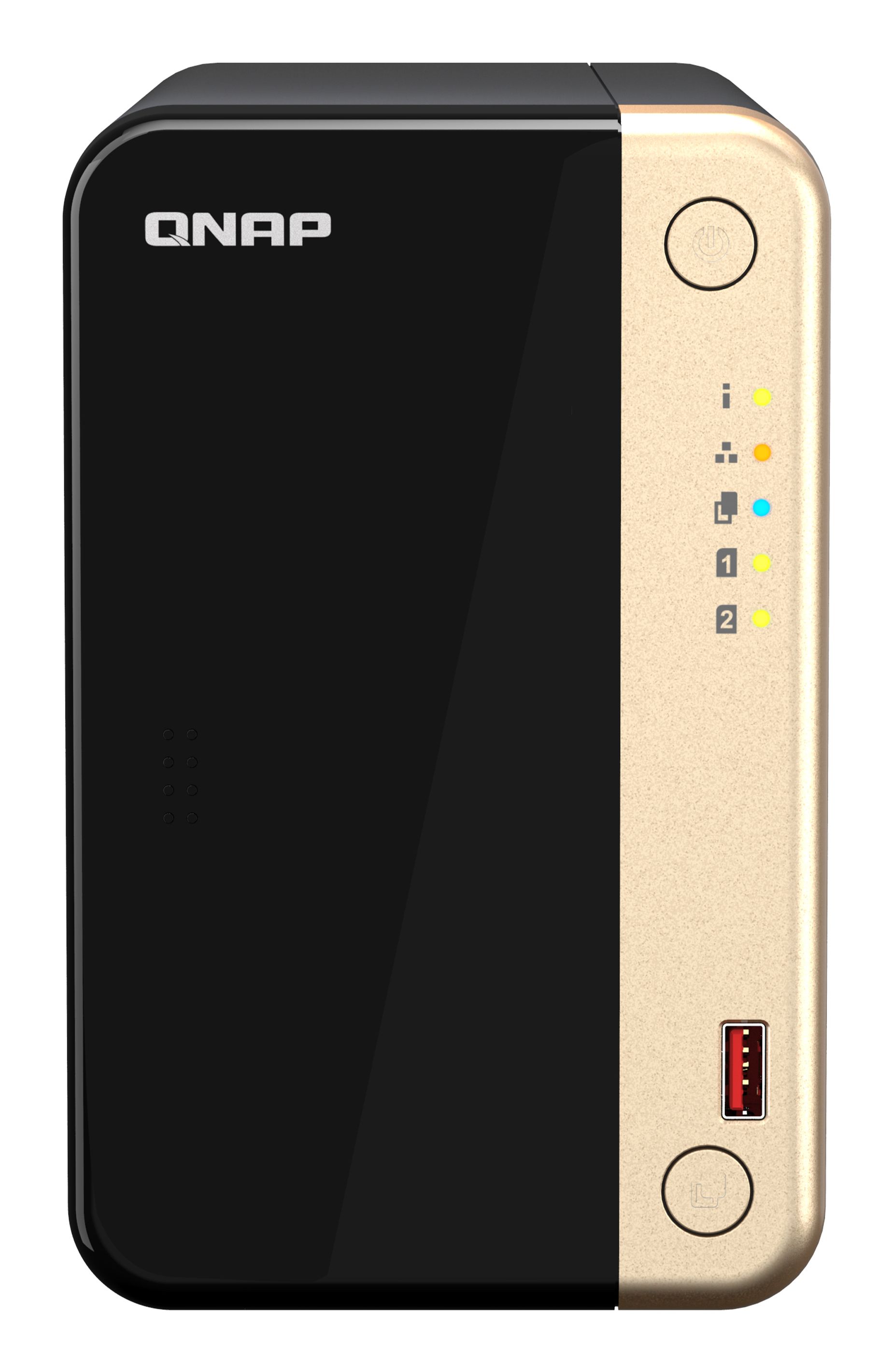 QNAP TS-264 - NAS - Tower - Intel Celeron N5095 - 8GB RAM - 0TB - Zwart, Goud