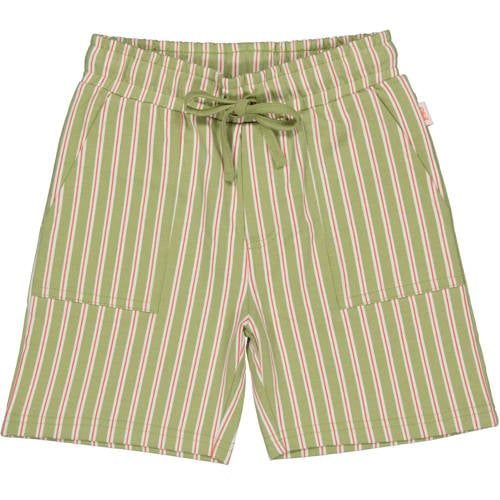 QPI regular waist gestreepte casual short groen