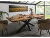 FREEFORM 5 Table de salle à manger en sheesham - décapé / naturel - pieds en X anthracite mat 240x100