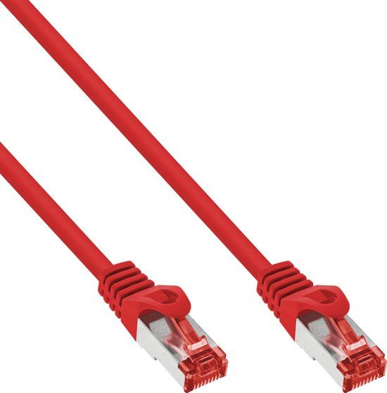 InLine Patchkabel, S/FTP (PiMf), Cat.6, 250 MHz, PVC, koper, rood, 40m