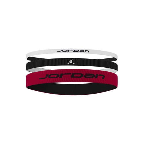 Nike Jordan Elastic Sport Mixed Width 3 PK Hoofdband voor heren White/Gym Red/Black One Size