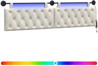 vidaXL Hangend hoofdbord Met LED-verlichting Crèmekleurig Fluweel