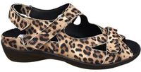 Durea 7258 Platte Sandalen Vrouwen Nubuck/Leer Panterprint Klittenband 37.5