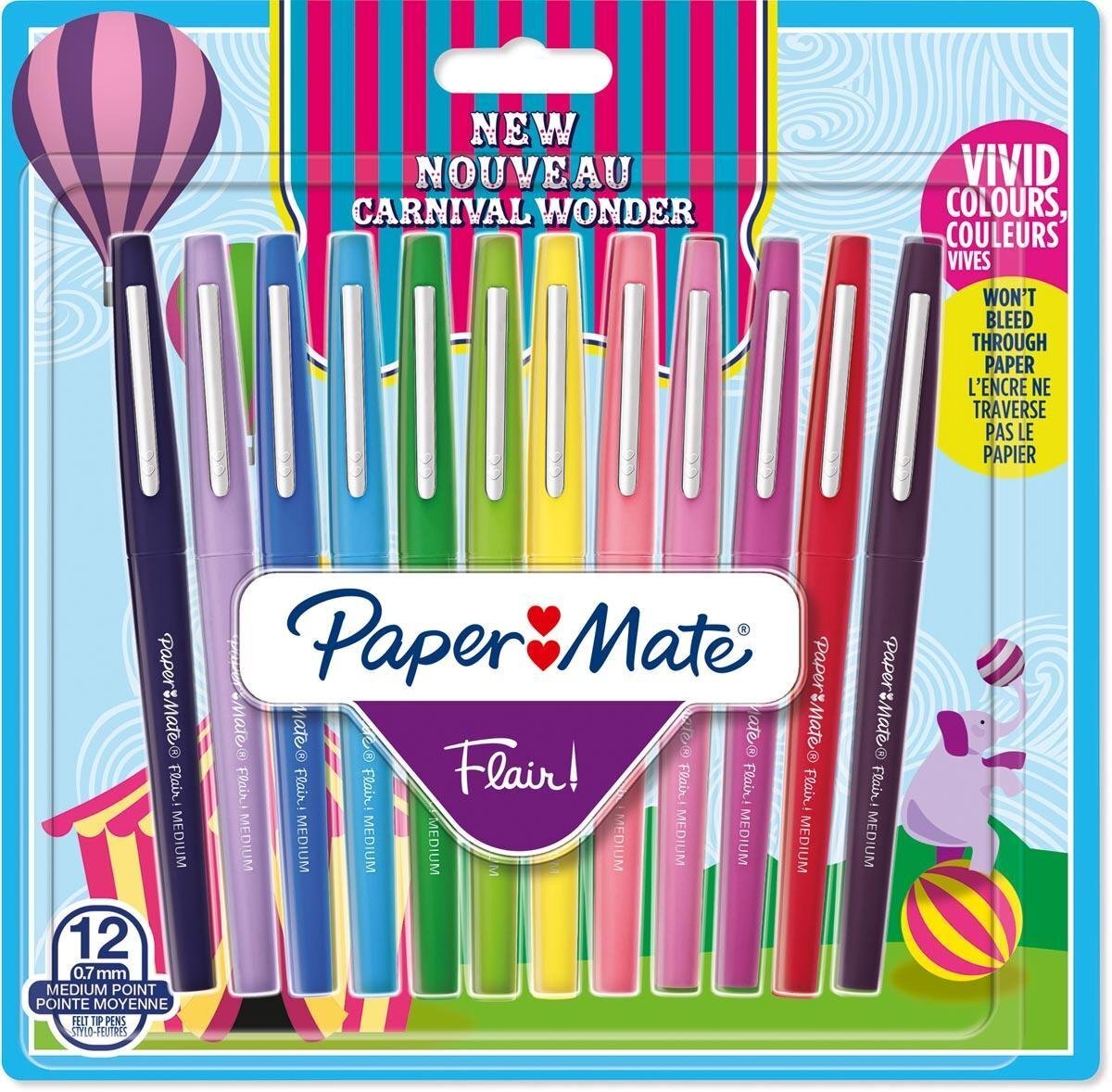 Paper Mate Paper Mate viltstift Flair Carnaval, blister met 12 stuks in geassorteerde kleuren