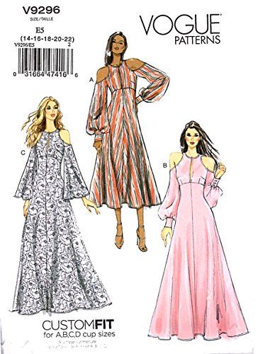 Vogue Patterns 9296 E5 Misses Dress - Woven Fabric - Multi-color - 15 x 0.5 x 22 cm