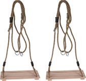 FREE & EASY Houten schommels Set van 2x stuks houten schommels / kinderschommels 40 x 16 cm - Speelgoedschommels met touwen voor in de tuin