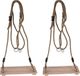 FREE & EASY Houten schommels Set van 2x stuks houten schommels / kinderschommels 40 x 16 cm - Speelgoedschommels met touwen voor in de tuin