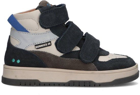 BunniesJR 225991-429 Jongens Hoge Sneakers - Blauw - Leer - Klittenband Met Rits