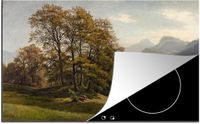 Merkloos KitchenYeah® Inductie beschermer 77x51 cm - Wooded landscape - schilderij van Paul Weber - Inductie kookplaat accessoire