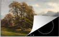 Merkloos KitchenYeah® Inductie beschermer 77x51 cm - Wooded landscape - schilderij van Paul Weber - Inductie kookplaat accessoire