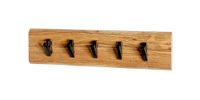HAKU Wandkapstok acacia, zwart, Massief hout, metaal - B 60 cm x H 15 cm x D 9 cm