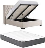 Vente-unique Lit avec rangement tissu beige 160 x 200 cm