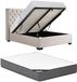 Vente-unique Lit avec rangement tissu beige 160 x 200 cm