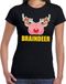 Bellatio Decorations Foute Kerst t-shirt braindeer zwart voor dames XS