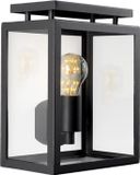 K.S. Verlichting Vecht Plat Buitenlamp Zwart RVS Geborsteld Vierkant E27