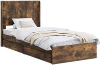 vidaXL Bedframe met opbergruimte en hoofdbord Gerookt eiken