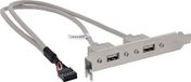 InLine® Sleufbeugel USB 2.0, 2x contactdoos naar 10-polige paalconnector, 0,35m