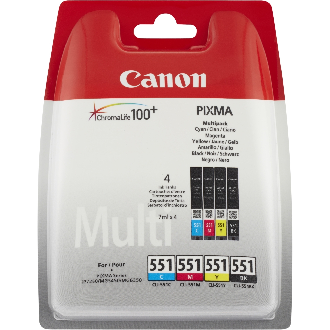 Canon CLI-551 C/M/Y/BK multi pack / cyaan, geel, magenta, zwart