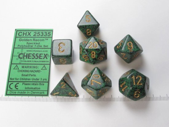 Chessex dobbelstenen set 7 polydice Speckled Golden Recon