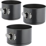 Merkloos Relaxdays Springvorm Hoog - Set van 3 - Ø 14/16/18 cm - Rond - Antiaanbaklaag - Staal - Antraciet