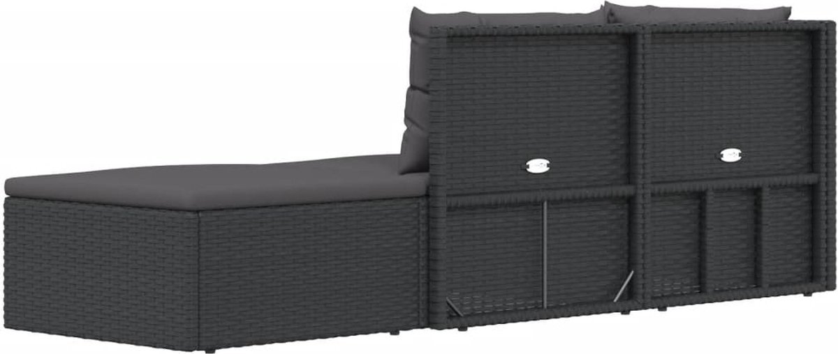 vidaXL 3-delige Loungeset met kussens poly rattan zwart