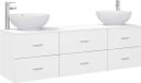 vidaXL Badkamermeubel Set 3-delig Wit 161 x 44.5 x 80 cm Bewerkt hout