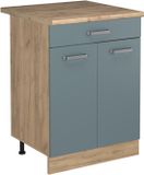 Vicco Keukenonderkast R-Line, Blauw-grijs/Goudkleurig Eiken, 60 cm